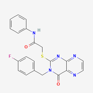 2-({3-[(4-fluorophenyl)methyl]-4-oxo-3,4-dihydropteridin-2-yl}sulfanyl)-N-phenylacetamide