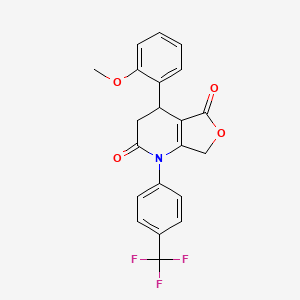 molecular formula C21H16F3NO4 B11288127 4-(2-methoxyphenyl)-1-[4-(trifluoromethyl)phenyl]-4,7-dihydrofuro[3,4-b]pyridine-2,5(1H,3H)-dione 