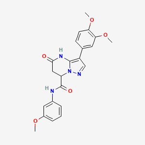 molecular formula C22H22N4O5 B11288138 3-(3,4-dimethoxyphenyl)-5-hydroxy-N-(3-methoxyphenyl)-6,7-dihydropyrazolo[1,5-a]pyrimidine-7-carboxamide 