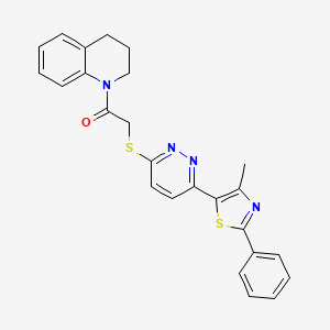 molecular formula C25H22N4OS2 B11288146 1-(3,4-dihydroquinolin-1(2H)-yl)-2-((6-(4-methyl-2-phenylthiazol-5-yl)pyridazin-3-yl)thio)ethanone 