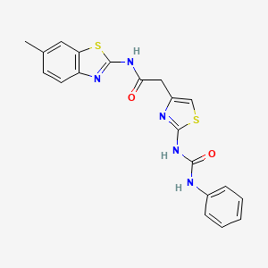 N-(6-methylbenzo[d]thiazol-2-yl)-2-(2-(3-phenylureido)thiazol-4-yl)acetamide