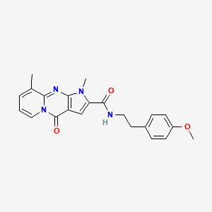 molecular formula C22H22N4O3 B11288163 N-[2-(4-methoxyphenyl)ethyl]-1,9-dimethyl-4-oxo-1,4-dihydropyrido[1,2-a]pyrrolo[2,3-d]pyrimidine-2-carboxamide 