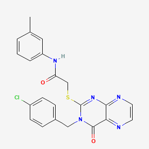 2-({3-[(4-chlorophenyl)methyl]-4-oxo-3,4-dihydropteridin-2-yl}sulfanyl)-N-(3-methylphenyl)acetamide