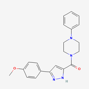 molecular formula C21H22N4O2 B11288228 1-[3-(4-Methoxyphenyl)-1H-pyrazole-5-carbonyl]-4-phenylpiperazine 