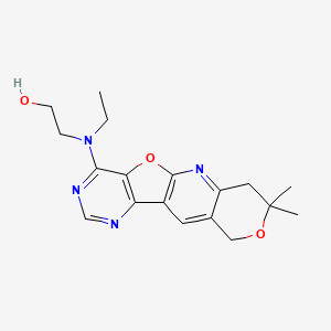 molecular formula C18H22N4O3 B11288253 2-[(5,5-dimethyl-6,17-dioxa-2,12,14-triazatetracyclo[8.7.0.03,8.011,16]heptadeca-1(10),2,8,11(16),12,14-hexaen-15-yl)-ethylamino]ethanol 