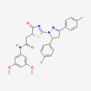 molecular formula C29H27FN4O4S B11288270 N-(3,5-dimethoxyphenyl)-2-{2-[5-(4-fluorophenyl)-3-(4-methylphenyl)-4,5-dihydro-1H-pyrazol-1-yl]-4-oxo-4,5-dihydro-1,3-thiazol-5-yl}acetamide 