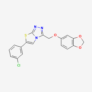 molecular formula C18H12ClN3O3S B11288275 3-[(1,3-Benzodioxol-5-yloxy)methyl]-6-(3-chlorophenyl)[1,3]thiazolo[2,3-c][1,2,4]triazole 