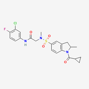 N-(3-Chloro-4-fluorophenyl)-2-(N-methyl1-cyclopropanecarbonyl-2-methyl-2,3-dihydro-1H-indole-5-sulfonamido)acetamide