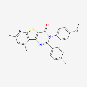 molecular formula C25H21N3O2S B11288304 5-(4-methoxyphenyl)-11,13-dimethyl-4-(4-methylphenyl)-8-thia-3,5,10-triazatricyclo[7.4.0.02,7]trideca-1(9),2(7),3,10,12-pentaen-6-one 