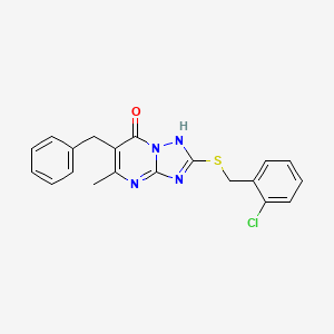 molecular formula C20H17ClN4OS B11288316 6-benzyl-2-[(2-chlorobenzyl)thio]-5-methyl[1,2,4]triazolo[1,5-a]pyrimidin-7(4H)-one 