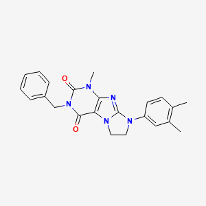 molecular formula C23H23N5O2 B11288324 2-Benzyl-6-(3,4-dimethylphenyl)-4-methyl-7,8-dihydropurino[7,8-a]imidazole-1,3-dione 