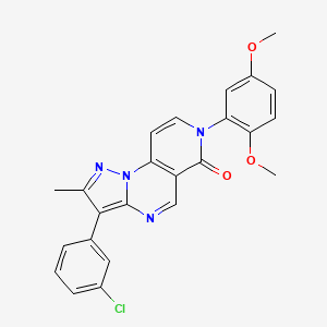 molecular formula C24H19ClN4O3 B11288340 3-(3-chlorophenyl)-7-(2,5-dimethoxyphenyl)-2-methylpyrazolo[1,5-a]pyrido[3,4-e]pyrimidin-6(7H)-one 