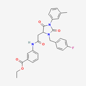 Ethyl 3-({[3-(4-fluorobenzyl)-1-(3-methylphenyl)-2,5-dioxoimidazolidin-4-yl]acetyl}amino)benzoate