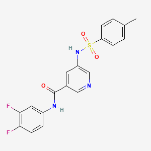 molecular formula C19H15F2N3O3S B11288541 N-(3,4-Difluorophenyl)-5-(4-methylbenzenesulfonamido)pyridine-3-carboxamide 