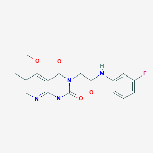 molecular formula C19H19FN4O4 B11288567 2-(5-ethoxy-1,6-dimethyl-2,4-dioxo-1,2-dihydropyrido[2,3-d]pyrimidin-3(4H)-yl)-N-(3-fluorophenyl)acetamide 