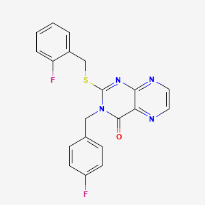 3-[(4-Fluorophenyl)methyl]-2-{[(2-fluorophenyl)methyl]sulfanyl}-3,4-dihydropteridin-4-one