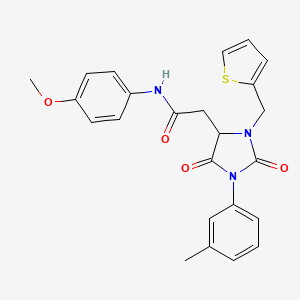 N-(4-methoxyphenyl)-2-[1-(3-methylphenyl)-2,5-dioxo-3-(thiophen-2-ylmethyl)imidazolidin-4-yl]acetamide