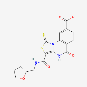 molecular formula C18H17N3O5S2 B11288599 Methyl 5-oxo-3-[(tetrahydrofuran-2-ylmethyl)carbamoyl]-1-thioxo-4,5-dihydro[1,3]thiazolo[3,4-a]quinazoline-8-carboxylate 