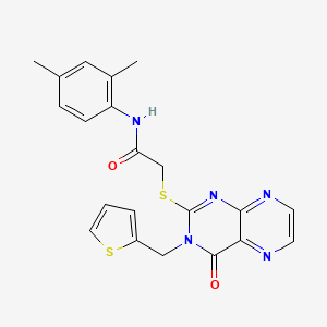 N-(2,4-dimethylphenyl)-2-({4-oxo-3-[(thiophen-2-yl)methyl]-3,4-dihydropteridin-2-yl}sulfanyl)acetamide