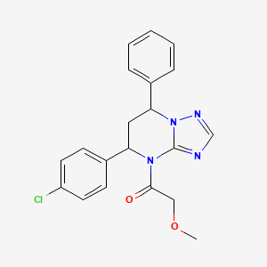 molecular formula C20H19ClN4O2 B11288648 1-[5-(4-chlorophenyl)-7-phenyl-6,7-dihydro[1,2,4]triazolo[1,5-a]pyrimidin-4(5H)-yl]-2-methoxyethanone 