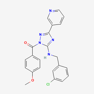 molecular formula C22H18ClN5O2 B11288662 {5-[(3-chlorobenzyl)amino]-3-(pyridin-3-yl)-1H-1,2,4-triazol-1-yl}(4-methoxyphenyl)methanone 