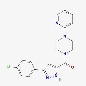 molecular formula C19H18ClN5O B11288685 1-[3-(4-Chlorophenyl)-1H-pyrazole-5-carbonyl]-4-(pyridin-2-YL)piperazine 