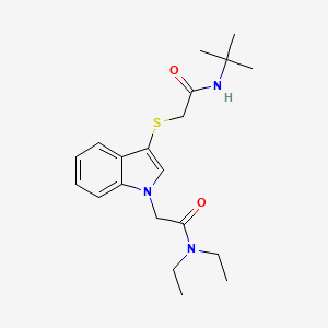 molecular formula C20H29N3O2S B11288729 2-(3-((2-(tert-butylamino)-2-oxoethyl)thio)-1H-indol-1-yl)-N,N-diethylacetamide 