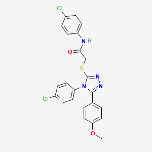 molecular formula C23H18Cl2N4O2S B11288786 N-(4-chlorophenyl)-2-{[4-(4-chlorophenyl)-5-(4-methoxyphenyl)-4H-1,2,4-triazol-3-yl]sulfanyl}acetamide 