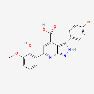 molecular formula C20H14BrN3O4 B11288788 3-(4-Bromophenyl)-6-(2-hydroxy-3-methoxyphenyl)-2H-pyrazolo[3,4-B]pyridine-4-carboxylic acid 