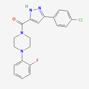 1-[3-(4-Chlorophenyl)-1H-pyrazole-5-carbonyl]-4-(2-fluorophenyl)piperazine