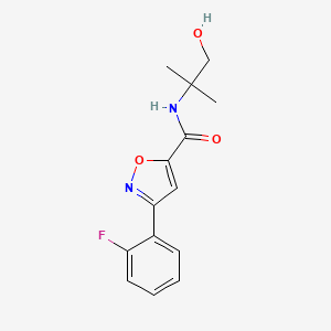 molecular formula C14H15FN2O3 B11288868 3-(2-fluorophenyl)-N-(1-hydroxy-2-methylpropan-2-yl)-1,2-oxazole-5-carboxamide 