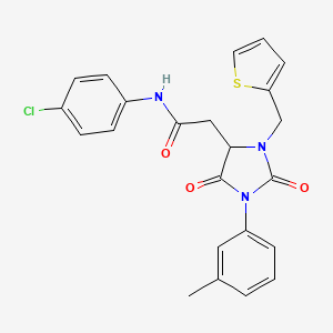 N-(4-chlorophenyl)-2-[1-(3-methylphenyl)-2,5-dioxo-3-(thiophen-2-ylmethyl)imidazolidin-4-yl]acetamide