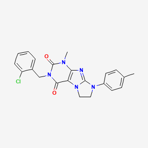 molecular formula C22H20ClN5O2 B11288951 2-[(2-Chlorophenyl)methyl]-4-methyl-6-(4-methylphenyl)-7,8-dihydropurino[7,8-a]imidazole-1,3-dione 