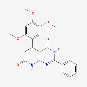 molecular formula C22H21N3O5 B11288963 4-hydroxy-2-phenyl-5-(2,4,5-trimethoxyphenyl)-5,8-dihydropyrido[2,3-d]pyrimidin-7(6H)-one 