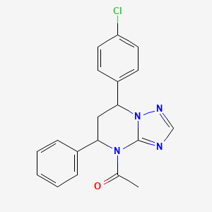 molecular formula C19H17ClN4O B11288969 1-[7-(4-chlorophenyl)-5-phenyl-6,7-dihydro[1,2,4]triazolo[1,5-a]pyrimidin-4(5H)-yl]ethanone 