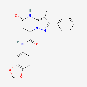 N-(1,3-benzodioxol-5-yl)-5-hydroxy-3-methyl-2-phenyl-6,7-dihydropyrazolo[1,5-a]pyrimidine-7-carboxamide