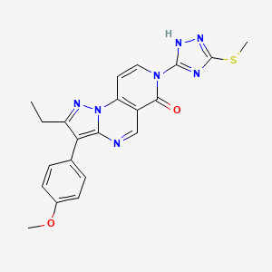 2-ethyl-3-(4-methoxyphenyl)-7-[5-(methylsulfanyl)-4H-1,2,4-triazol-3-yl]pyrazolo[1,5-a]pyrido[3,4-e]pyrimidin-6(7H)-one