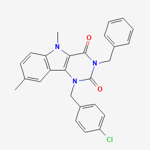 molecular formula C26H22ClN3O2 B11289032 3-benzyl-1-(4-chlorobenzyl)-5,8-dimethyl-1H-pyrimido[5,4-b]indole-2,4(3H,5H)-dione 