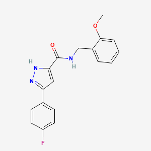 3-(4-fluorophenyl)-N-[(2-methoxyphenyl)methyl]-1H-pyrazole-5-carboxamide