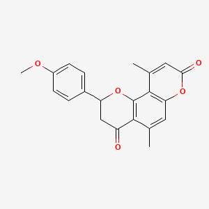 molecular formula C21H18O5 B11289075 2-(4-methoxyphenyl)-5,10-dimethyl-2,3-dihydro-4H,8H-pyrano[2,3-f]chromene-4,8-dione 