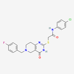 molecular formula C22H20ClFN4O2S B11289089 N-(4-chlorophenyl)-2-{[6-(4-fluorobenzyl)-4-oxo-3,4,5,6,7,8-hexahydropyrido[4,3-d]pyrimidin-2-yl]sulfanyl}acetamide 