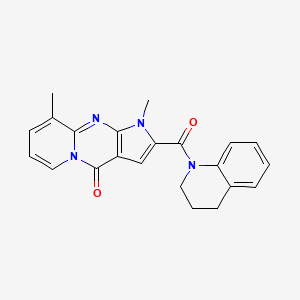 molecular formula C22H20N4O2 B11289103 2-(3,4-dihydroquinolin-1(2H)-ylcarbonyl)-1,9-dimethylpyrido[1,2-a]pyrrolo[2,3-d]pyrimidin-4(1H)-one 