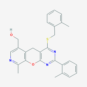 [14-Methyl-5-(2-methylphenyl)-7-{[(2-methylphenyl)methyl]sulfanyl}-2-oxa-4,6,13-triazatricyclo[8.4.0.0^{3,8}]tetradeca-1(10),3(8),4,6,11,13-hexaen-11-yl]methanol