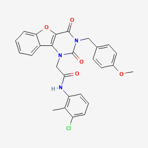 molecular formula C27H22ClN3O5 B11289143 N-(3-chloro-2-methylphenyl)-2-(3-(4-methoxybenzyl)-2,4-dioxo-3,4-dihydrobenzofuro[3,2-d]pyrimidin-1(2H)-yl)acetamide 