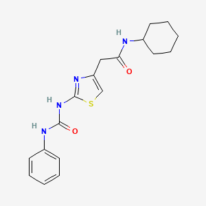 molecular formula C18H22N4O2S B11289144 N-cyclohexyl-2-(2-(3-phenylureido)thiazol-4-yl)acetamide 