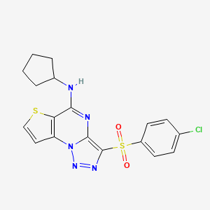 molecular formula C18H16ClN5O2S2 B11289150 3-[(4-chlorophenyl)sulfonyl]-N-cyclopentylthieno[2,3-e][1,2,3]triazolo[1,5-a]pyrimidin-5-amine 