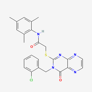 2-({3-[(2-chlorophenyl)methyl]-4-oxo-3,4-dihydropteridin-2-yl}sulfanyl)-N-(2,4,6-trimethylphenyl)acetamide