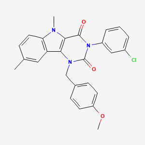 molecular formula C26H22ClN3O3 B11289209 3-(3-chlorophenyl)-1-(4-methoxybenzyl)-5,8-dimethyl-1H-pyrimido[5,4-b]indole-2,4(3H,5H)-dione 