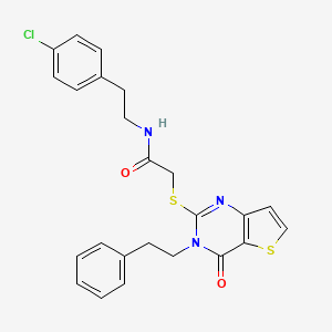 molecular formula C24H22ClN3O2S2 B11289236 N-(4-chlorophenethyl)-2-((4-oxo-3-phenethyl-3,4-dihydrothieno[3,2-d]pyrimidin-2-yl)thio)acetamide 