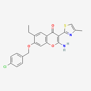 2-amino-7-[(4-chlorobenzyl)oxy]-6-ethyl-3-(4-methyl-1,3-thiazol-2-yl)-4H-chromen-4-one